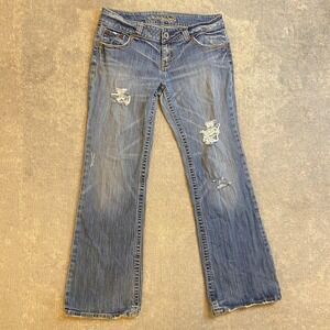 American Eagle Jeans Womens 10 31x31 Blue Boyfriend Low Rise Distressed Stretch